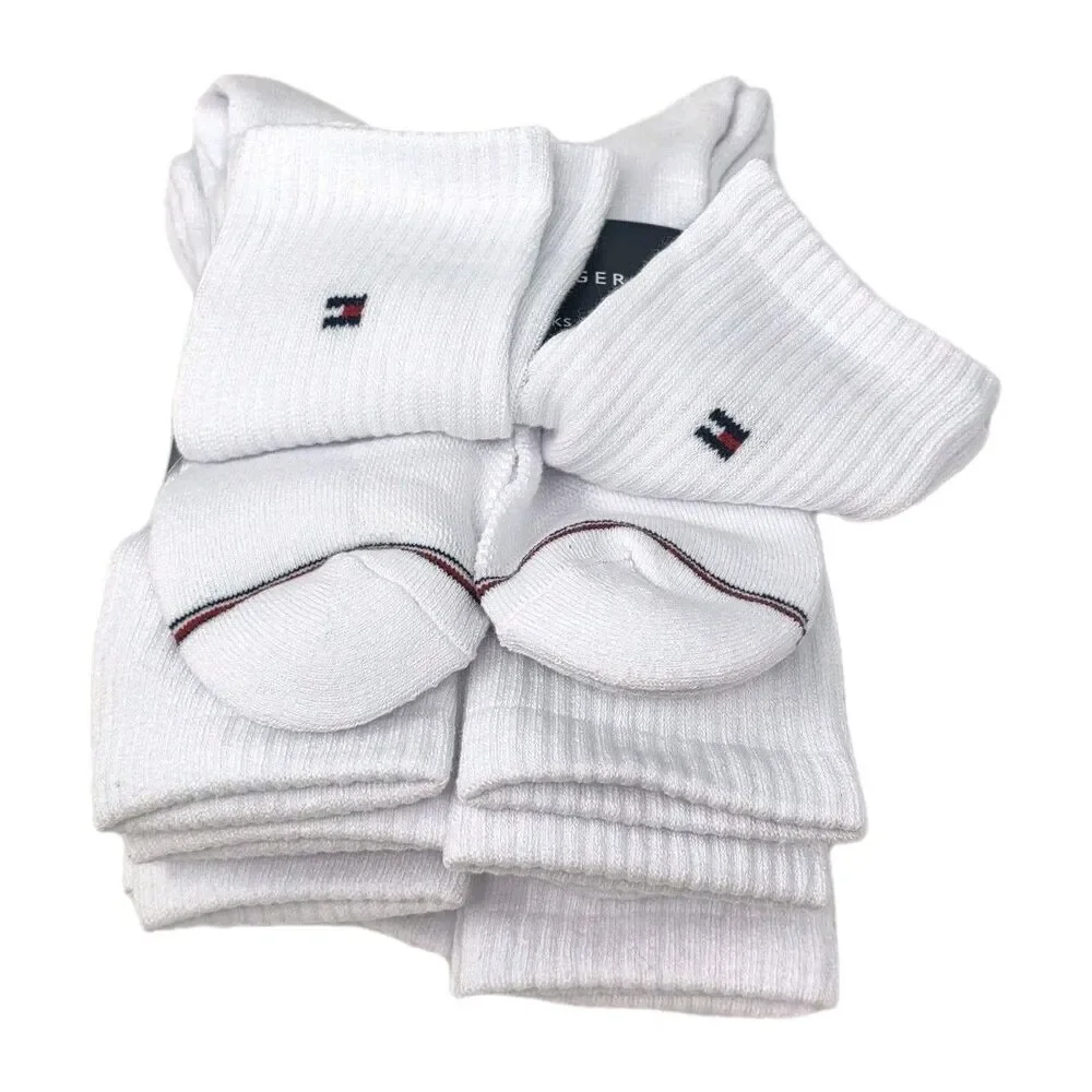 2pk Tommy Hilfiger Men's Casual Cushion Crew Sock (16 Pair) Fits Size 7-12 White